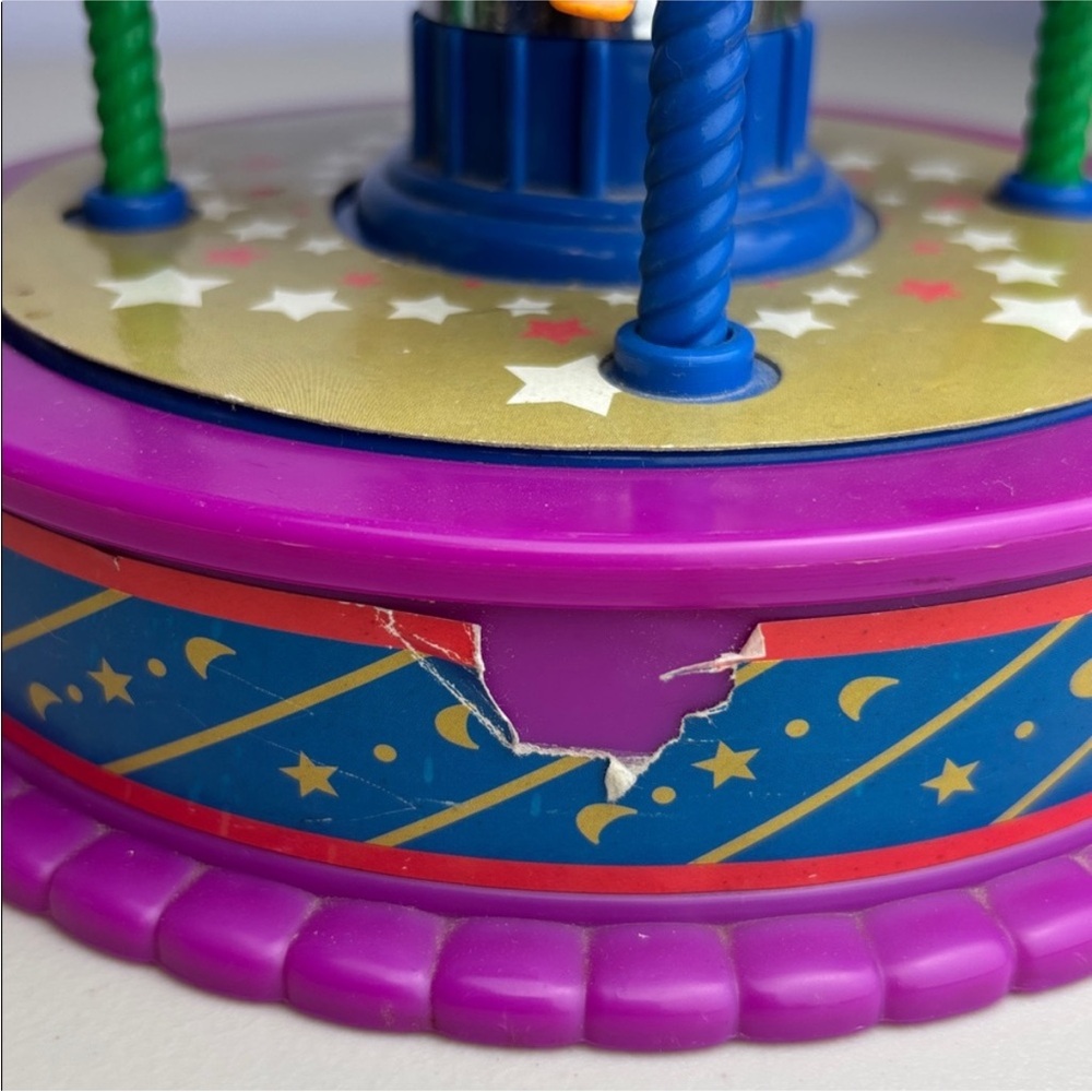 Vintage 90s Colorful Pink Purple Blue Horse Musical Carousel Toy merry-go-round - Picture 14 of 14